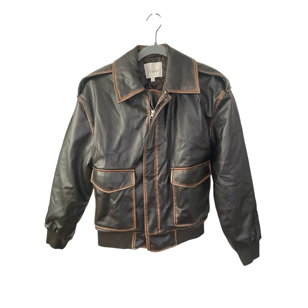 L'Academie Bo Jacket Puffer Aviator Varsity Bomber Oversized Boxy Grunge Biker S - Picture 3 of 8